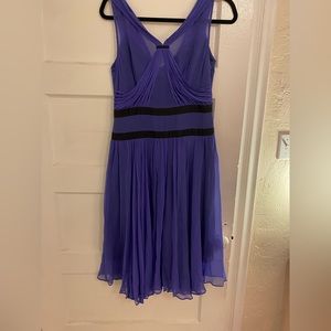 CHLOE blue silk crepe flowy V-neck V-back 'Clematite' asymmetric dress